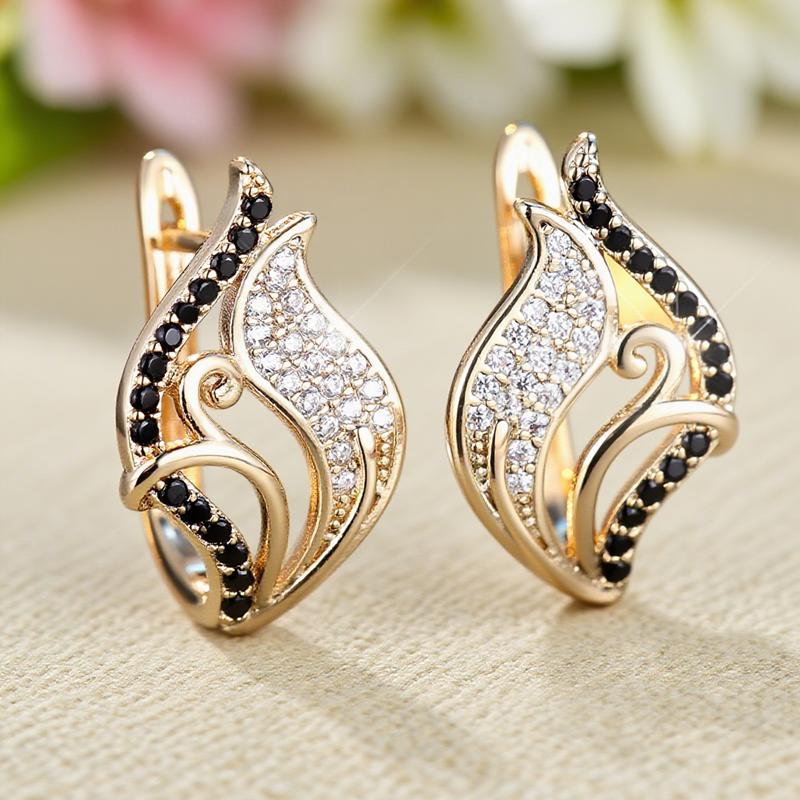 

Элегантные серьги-капли с изогнутыми полыми листьями из циркона для женщин, золотые, для свадебной вечеринки, ювелирные изделия, подарки золотой