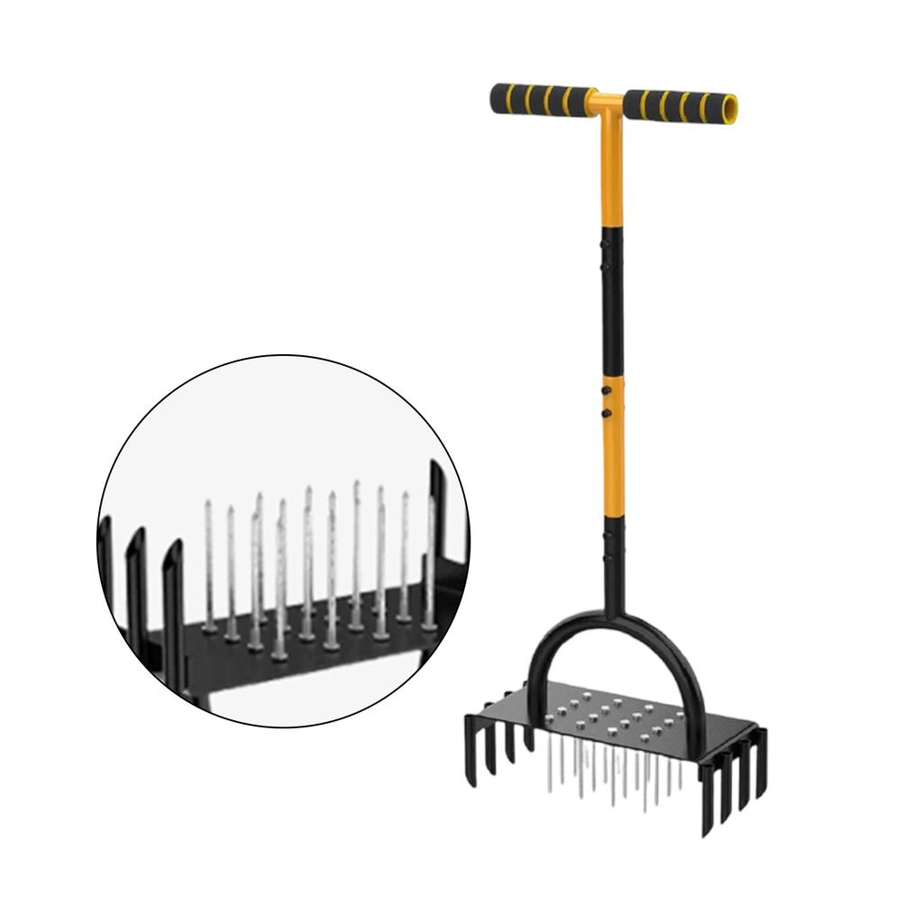 Gartenlüfter mit T-Griff und 16 Kohlenstoffstahl-Spikes Rasenlüfter für den Heimgebrauch Effizient