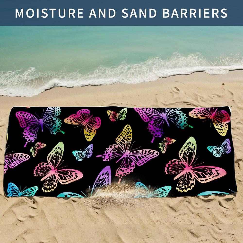 

New, double-sided velvet beach towel quick-drying sports towel printed bath towel [Spot sale]