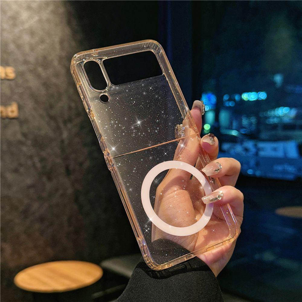 Applicable To Zflip5 Mobile Phone Case Folding and Colorful Samsung Galaxy Zflip4 Transparent Shell Gradient Magnetic Case