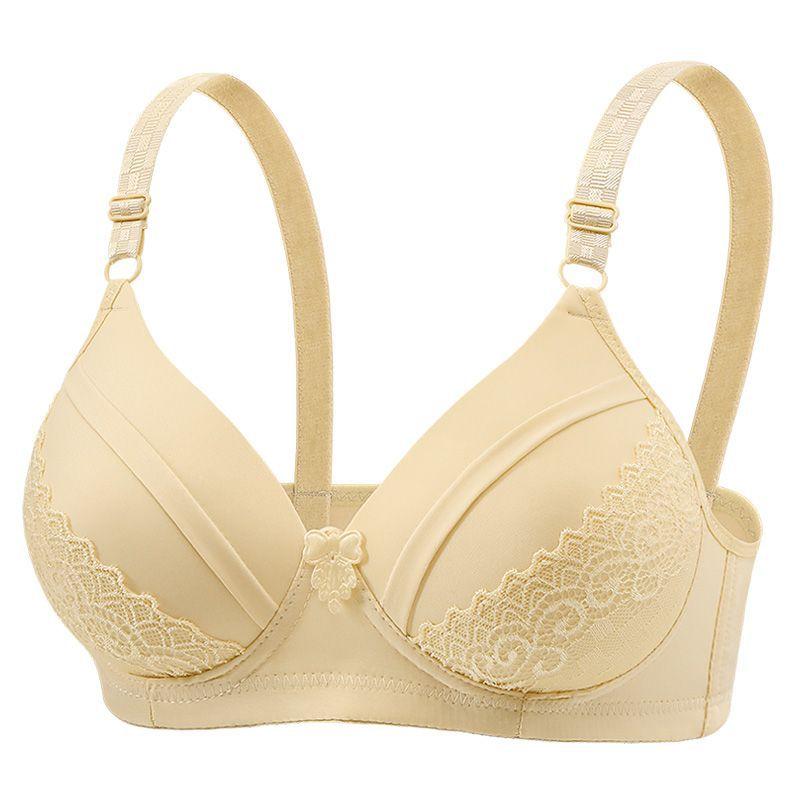 

Large Size Thin Anti Sagging Hollow Bra Push Up Open Back Side Receiving Side Breasts Beauty Back Non Magnetic Women Bra 40/90C бежевый