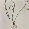 Natural White Ice Jade Chalcedony Agate Cloud Ruyi Peace Lock Pendant Necklace - Ancient Style Light Luxury for Couples