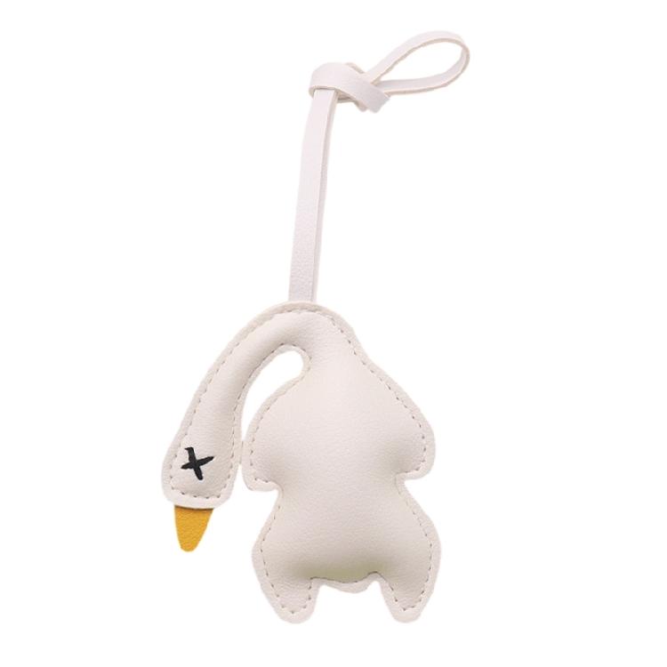 

Funny Duck Shaped Leather Key Chain Pnedant Artistic Detail Versatile Hanging Charm for Keyrings and Bag Ornament білий