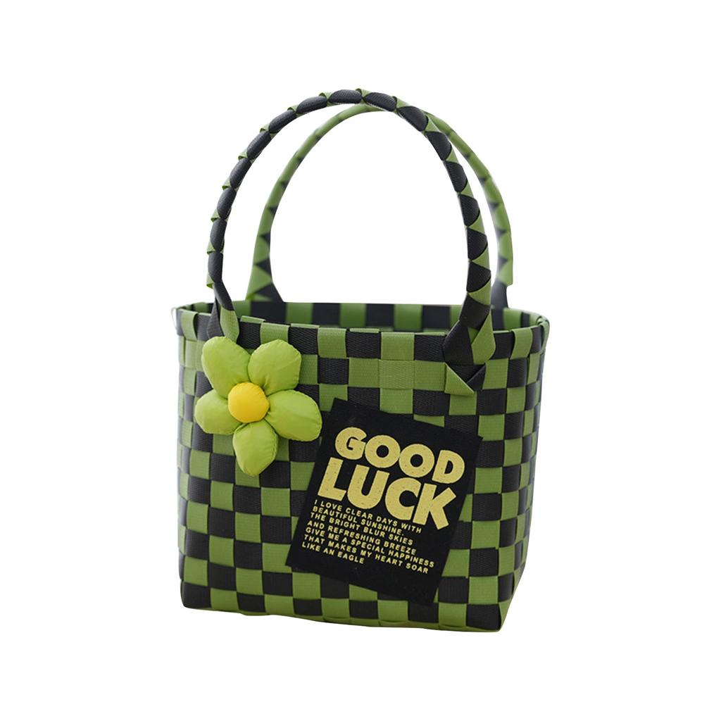 Letní pletený košík Ruční košík DIY Plážová foto taška Plastový pletený košík Suvenýr Malý čtvercový košík na zelí