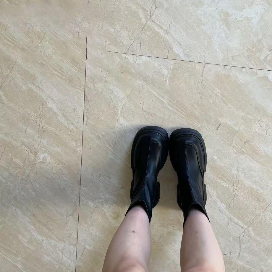 Thick-soled French Korean Small Short Boots 2025 New Spring, Autumn and Winter Velvet Ankle Boots Thin Boots Martin Boots Women's Boots