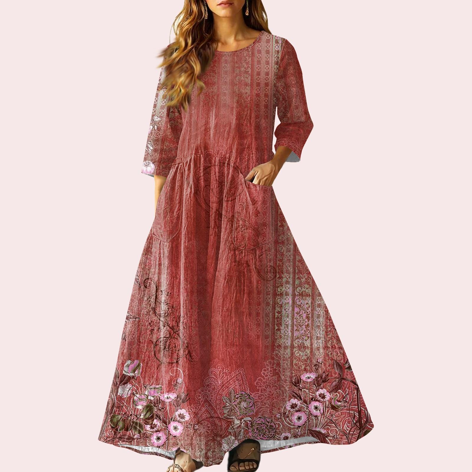 

Женское ретро этническое льняное платье макси без рукавов с V-образным вырезом, вышитое лентами L