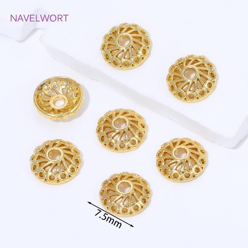 10/20Pcs 18K Gold Plated Brass Spacer Beads Caps For Jewelry Making,With Zircon Flower Beads Cap For Bracelet,DIY Accessories