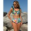 Neuer bedruckter Damen-Badeanzug mit Sarong High Waist Bikini Damen Bademode Dreiteiliges Bikini-Set Badegast Badeanzug Schwimmen