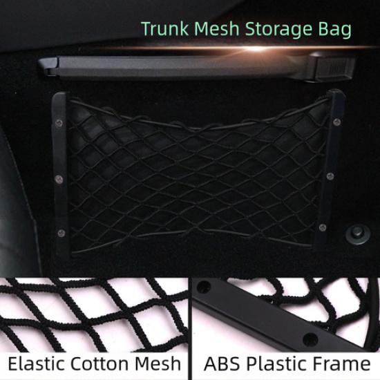 Versatile Car Trunk Side Storage Net Organizer Elastic Mesh Bag with ABS Shell