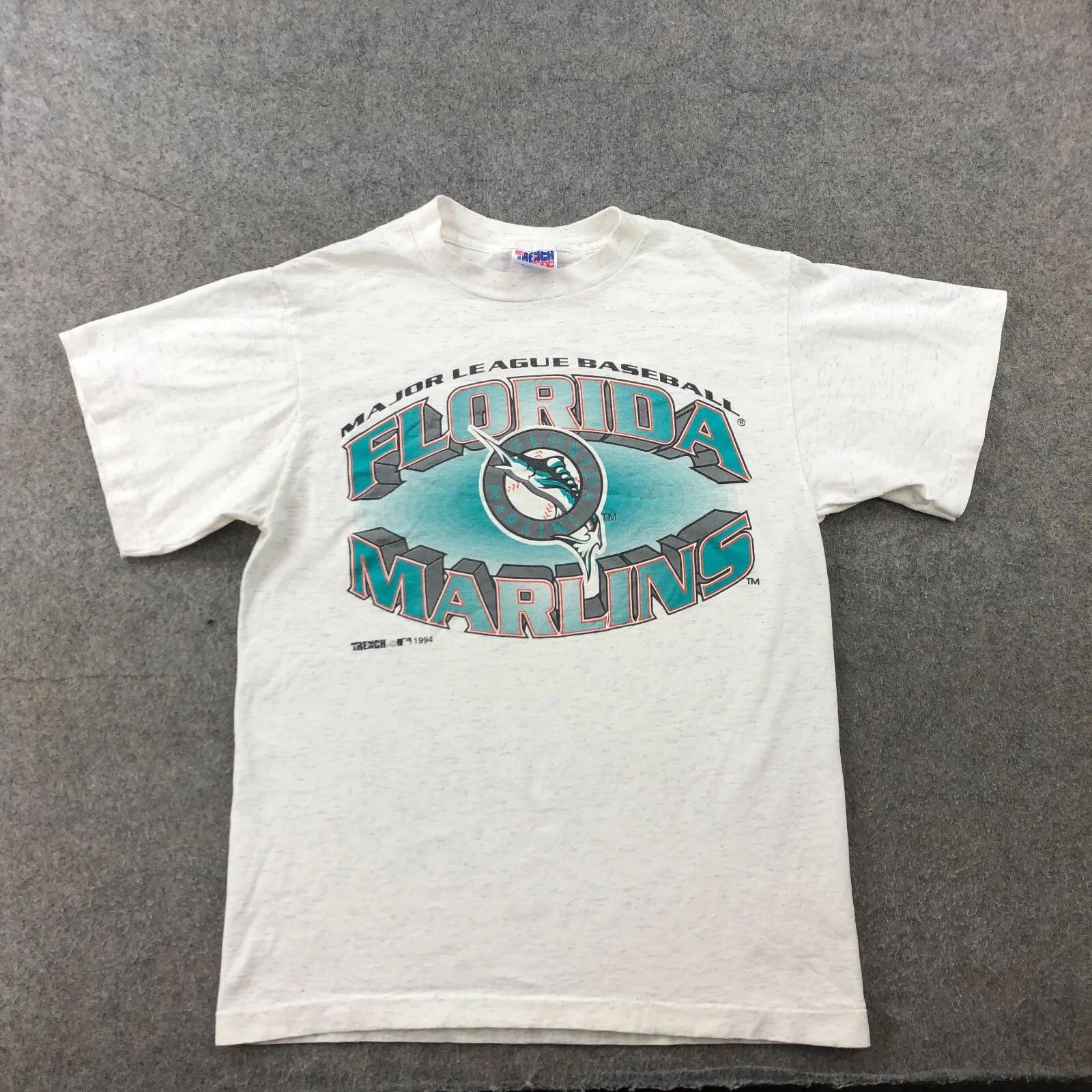 Vintage Florida Marlins Shirt Men Large Gray Graphic Spell Out Trench USA 90s S