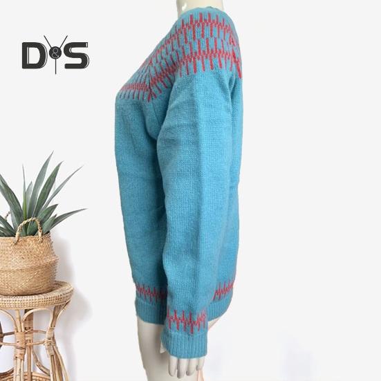 Vintage Damen Pullover Rundhals Langarm Farbblock Loose Pullover Pullover Mode Bequem Warm Strickmode Herbst Winter Gestrickte Kleidung