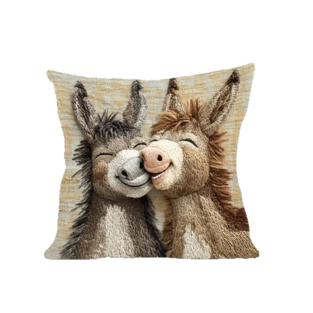 45x45 Donkey Pillowcase Cartoon Donkey Plush Pillow Case Cute Cushion Cover Home Decor