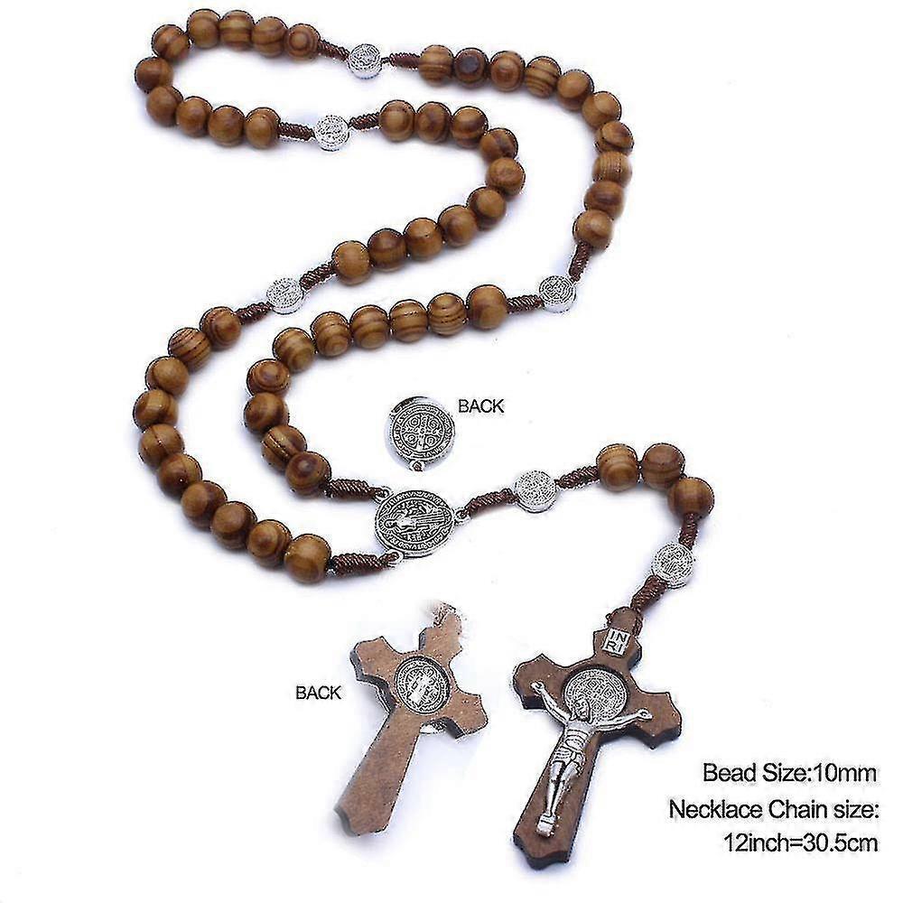 2 Pcs Wooden Rosary Necklace Handmade Cross Religious Jewelry - RIpj