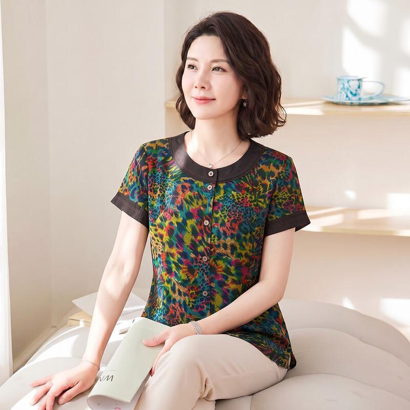 Women s Leopard Print Abstract Blouse L