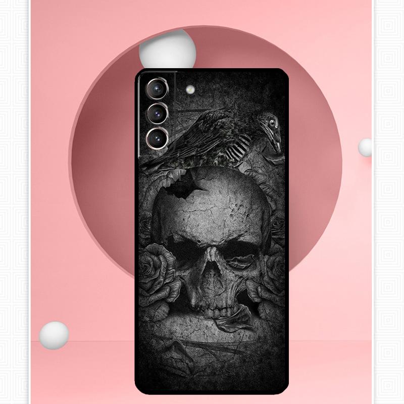 Crow Raven Dark Skull Case For Samsung Galaxy S25 Ultra S20 S21 S22 S23 S24 Plus S9 S10 S24 FE S25 FE Cover Funda