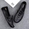 Krokodilmuster Beanie Schuhe Herren Echtes Leder Rindsleder High-End Ein-Pedal Lazy Casual Slipper Herren