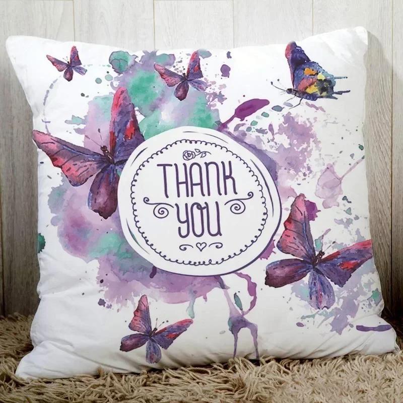 Gezellig Bankkussenhoes Vlinderprint 45X45cm Decoratieve Kussens voor Thuis Polyester Perzikvezel Kussensloop Zitkussen Rugkussen
