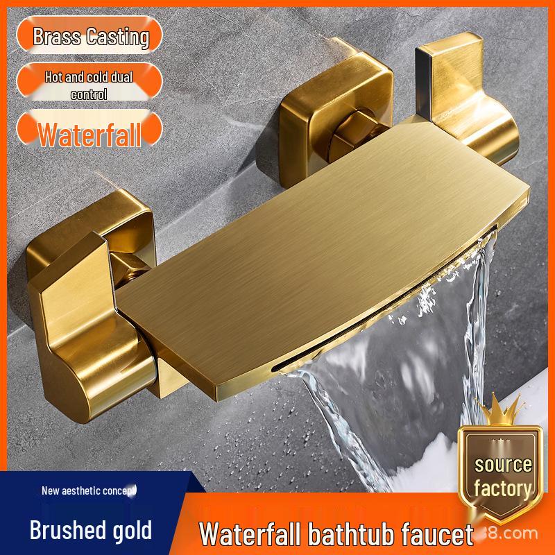 Copper Wall-Mounted Shower Set: Gray Bathtub