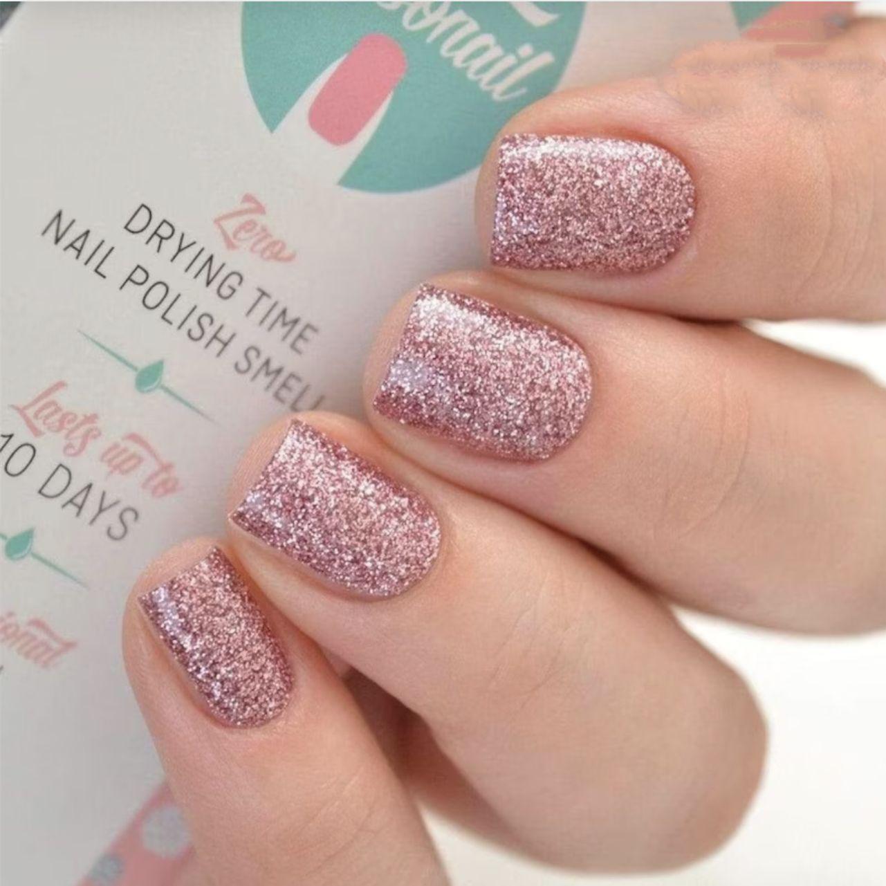 

24-Piece Medium-Long Star Powder Detachable Press-On Nails N274 Brown Red Star Powder [Glue Version]
