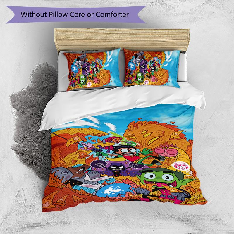 Teen Titans Pattern Printed 3PCS Bedding Set, Soft Skin-Friendly Washable Duvet Cover & Pillowcases Set