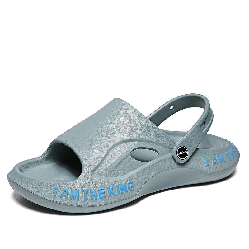 

2025 new coconut fish mouth slippers male couple size 45 deodorant stepping on shit feeling one word cool slippers summer large size 45 синий