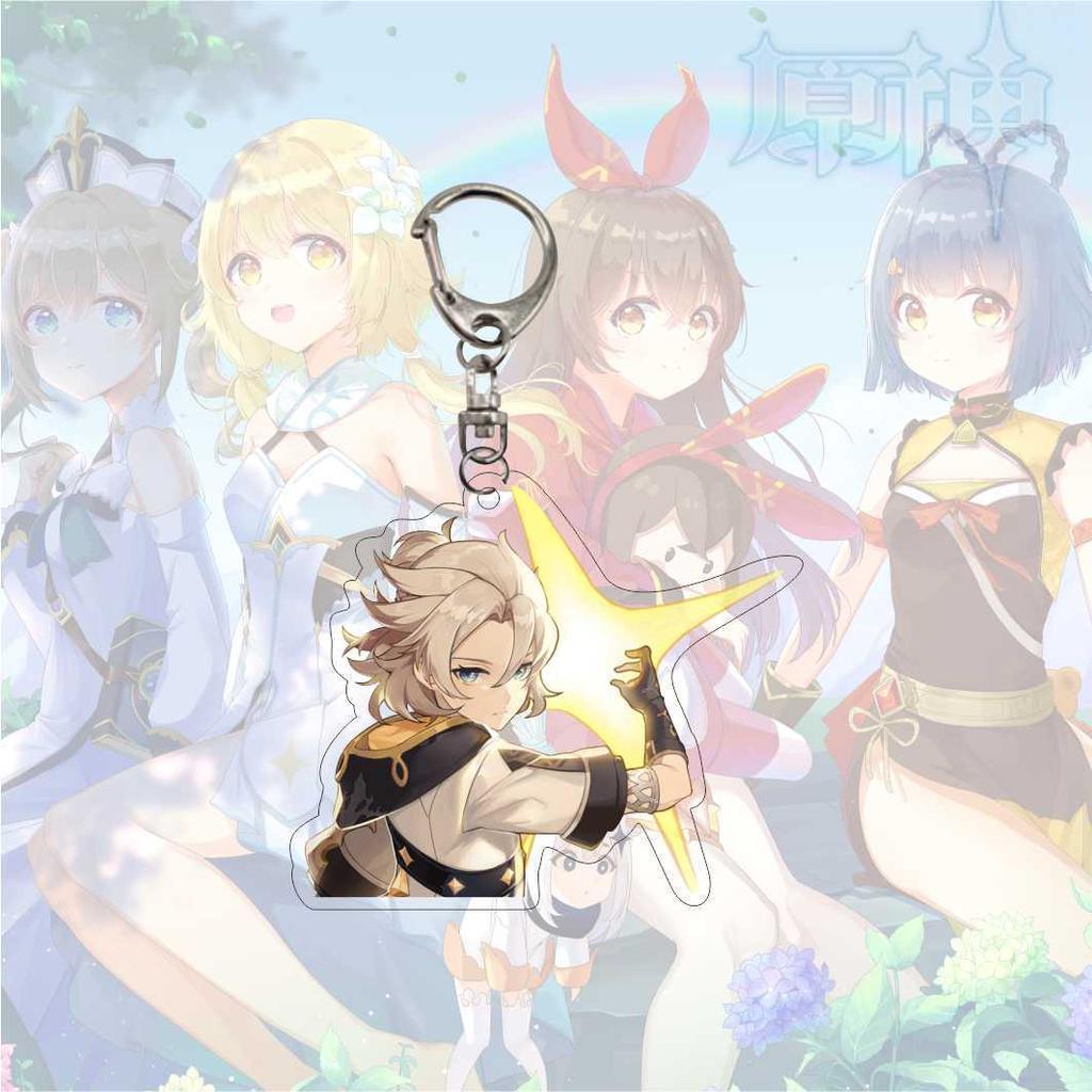 Cartoon Anime Genshin Impact Keychain Acrylic Double Sided Transparent Key Chain Ring Keyring Accessories Jewelry For Fans Gifts