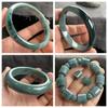 Certified Natural A-Grade Deep Blue Waryu Jade Bracelet - Round with Wide/Narrow Strips