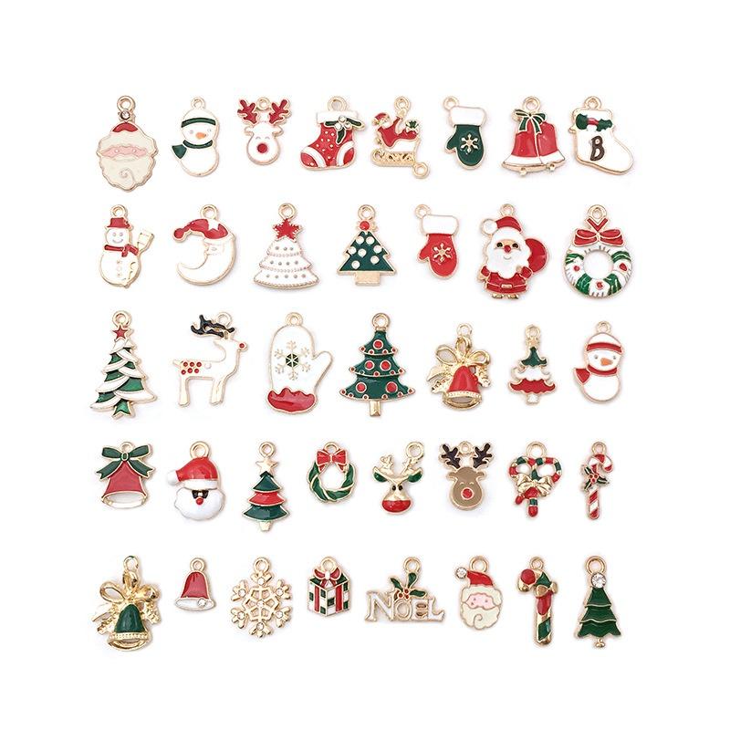Random 20Pcs/Lot or 50Pcs/Lot Mix Size 96 Style Alloy Metal Christmas Drop Oil Charms Gold Pendant For DIY Bracelet Necklace Jewelry Making
