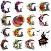 30CM Gothic Wreath Door Decoration Handmade Artificial Moon Cat Garland Goth Roses Black Cats Garland for Home Party Window Wall