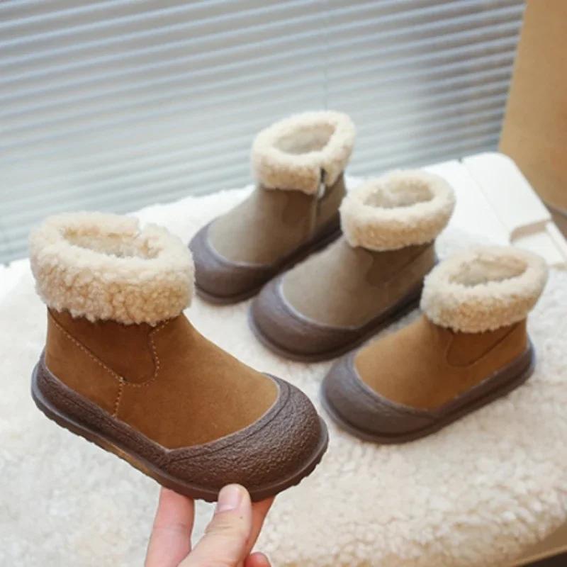Kids Snow Boots 2024 Winter New Soft Sole Cotton Boot Girls Boots Warm Thick Cotton Shoes All Match Sneakers Ankle Boots for Boy