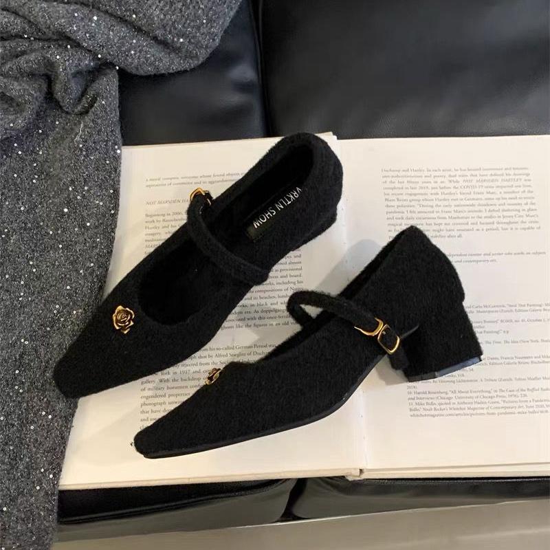 

Fashion 2024 Hot Sale Ladies Shoes Buckle Strap Women s High Heels Fashion Shallow Office and Career New Square Toe Solid Heels Women 35 чёрный