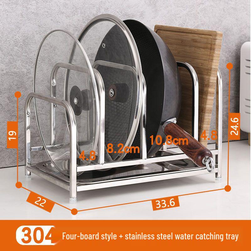 Tagliere da Cucina e Porta Coltelli in Acciaio Inossidabile 304 con Porta Coperchi Pentola e Blocco per Verdure