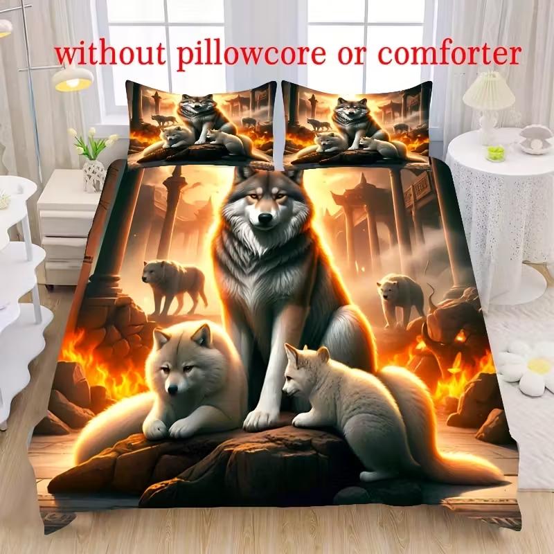 Dream Catcher Fire Wolf Duvet Cover Set For Bedroom Room Decor All-Season All Season Comfort Cover Bedroom Decor