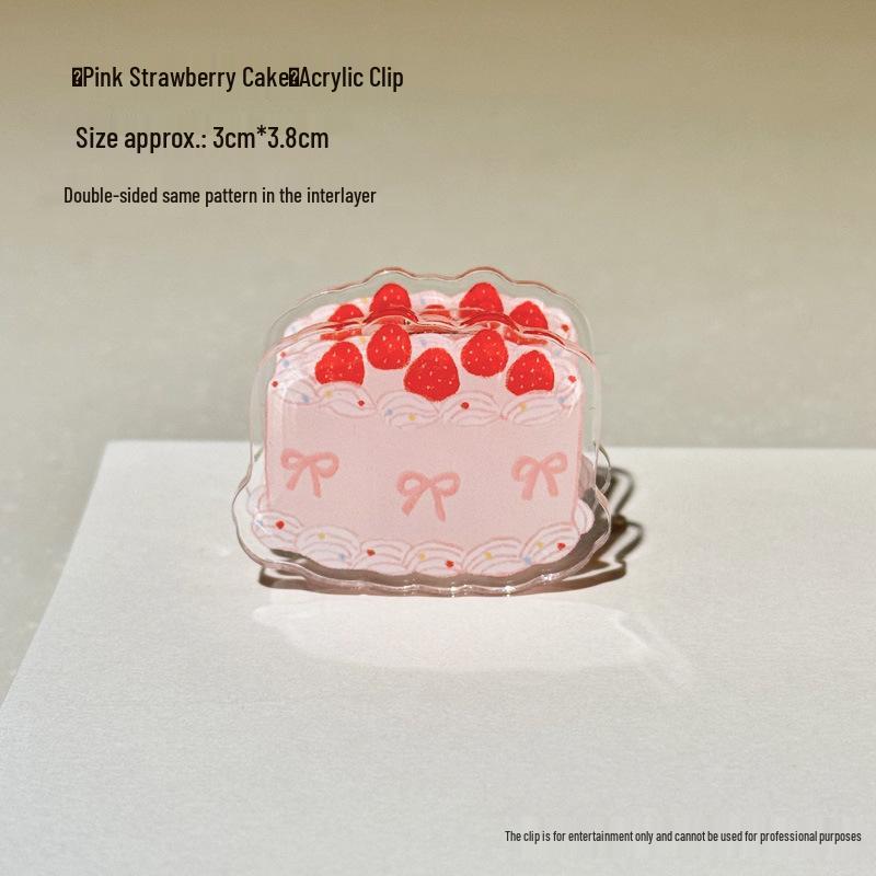 Cai Cai Xuan Peach Parfait/Cake & Cherry Cream/Strawberry Acrylic Pendant Clip Journal