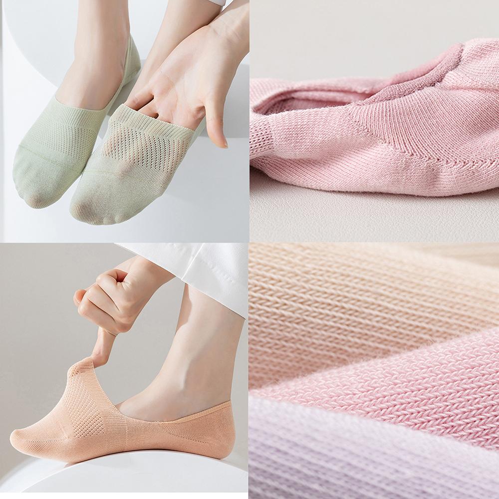 2 Pairs Women Invisible No Show Socks, Mesh Breathable Cotton Liner Socks, Non Slip Low Cut Boat Socks for Summer Daily Wear