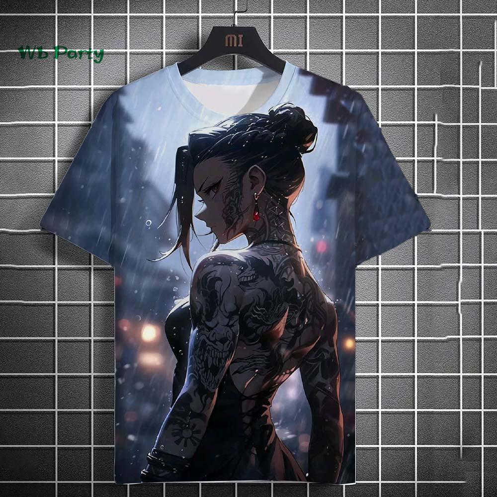 Japanese Manga Girl Style Print T-shirt 3D Print Men Short-Sleeved Tee Harajuku Tops Summer Oversized Men T-shirt Men's Clothing