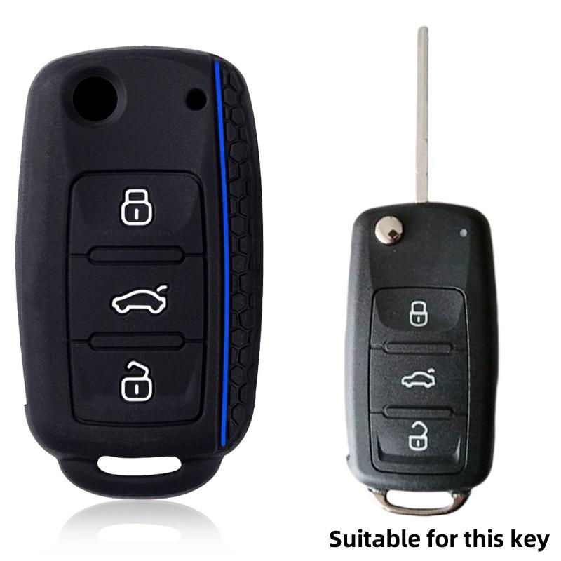 

Protect Car key shell For Volkswagen polo passat b5 golf 4 5 6 MK5 MK6 Eos Bora Beetle TSI new Silicone cover case синій