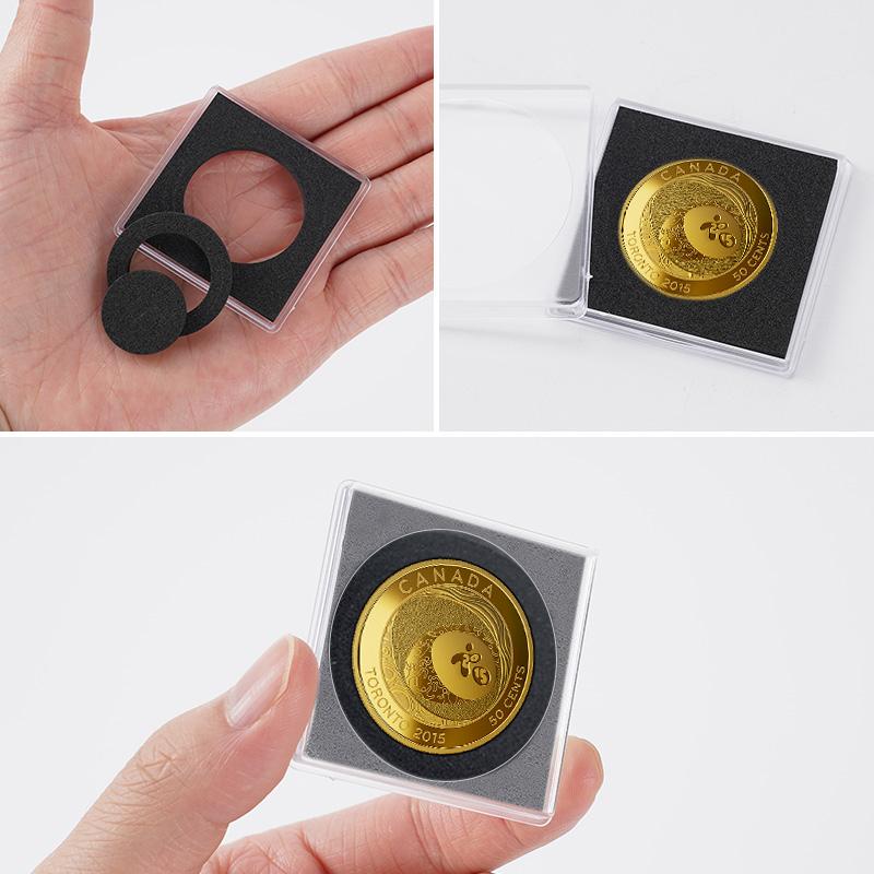 20Pcs Coin Capsules Holder 20mm-40mm Acrylic Square Adjustable Gaskets Organizer Storage Box Round Medal Coin Protection Box