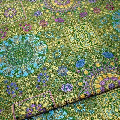 100*70cm Kinesisk Stil Jacquard Silke Brokad Tyg Damask Cheongsam Mongolisk Robe Tibetansk Robe Buddhistisk Dekor Handgjord Kudde