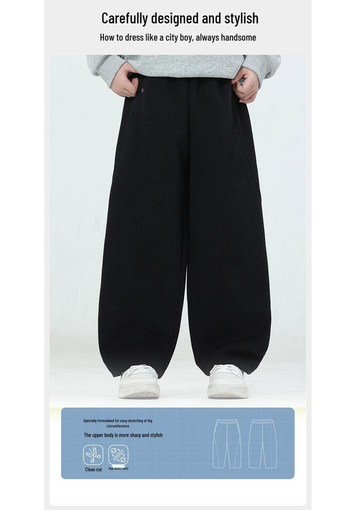 Παντελόνι για Αγόρια 2026 Άνοιξη/Φθινόπωρο, Μονόχρωμο, Φαρδύ, Ίσιο Πόδι - Μοντέρνο, Χαλαρή Εφαρμογή για Μεσαία & Μεγάλα Παιδιά
