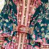 Women's Summer Dress Vintage Designer Print Mini Dresses Stand Collar Single Breasted Party Shirt Dress with Belt