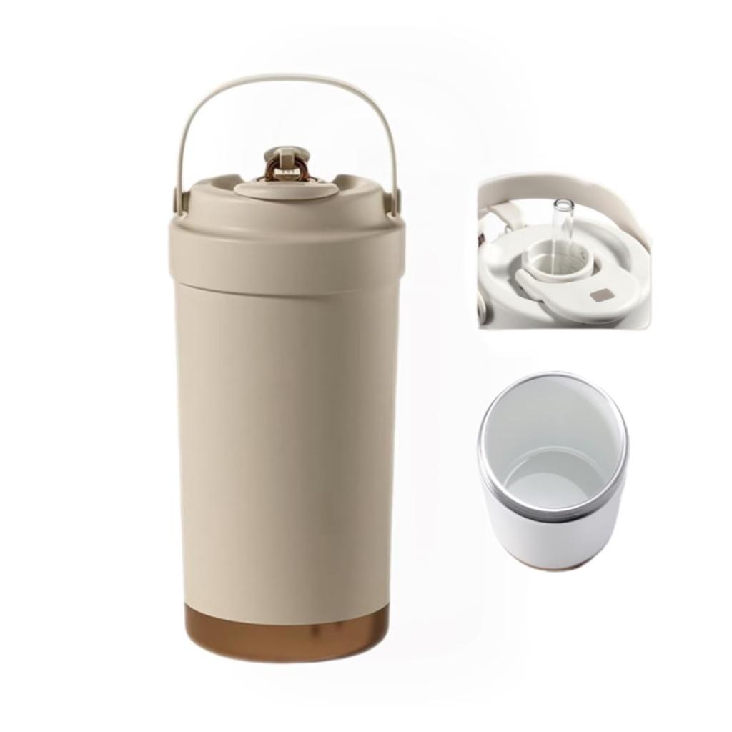 Olesew Tumbler with Ceramic with Direct Stainless Keeps Drinks Hot or Easy to Popular and Stylish for and Kids Straw, Coated, 500ml, Portable, Handle,