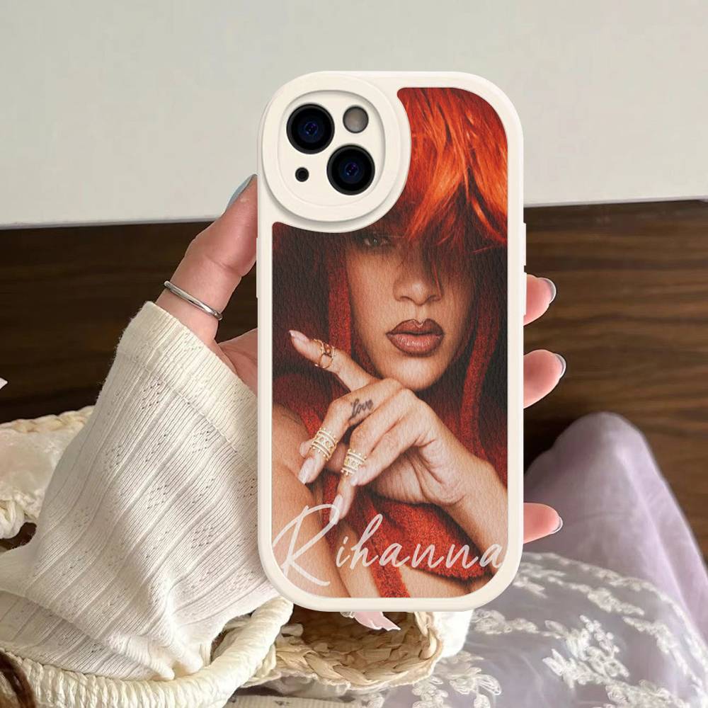 

R-Rihanna Popular Singer Star Leather Phone Case For iPhone 16 14 15 Pro Plus 13 12 11 Pro Max Silicone Cover iphone 11 pro