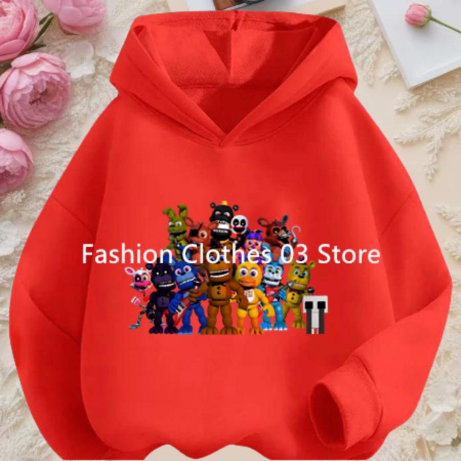 2026 Anime Five Nights Bear Hoodie 3-12 Year Kids Cosplay Unisex Hoodies Boys Sweatshirt Teen Girls Clothes Birthday Gift