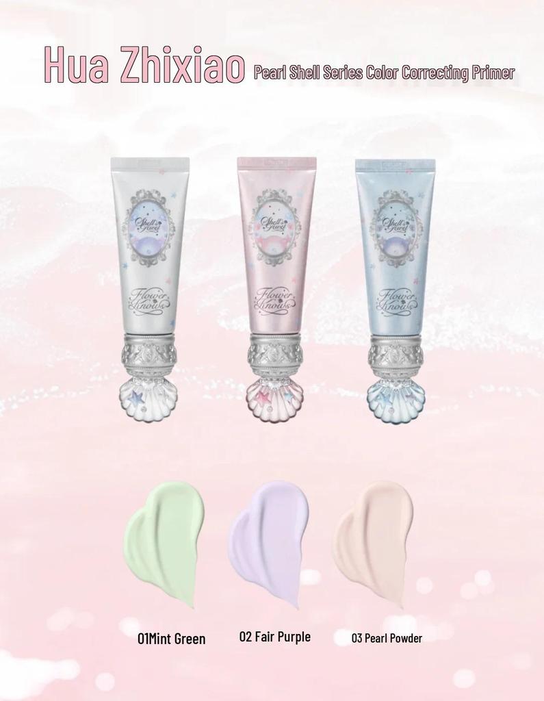 Seashell Pearl Silk Satin Blush & Eyeshadow Highlighter with Under-eye Pencil & Color Correcting Perfume Emulsion