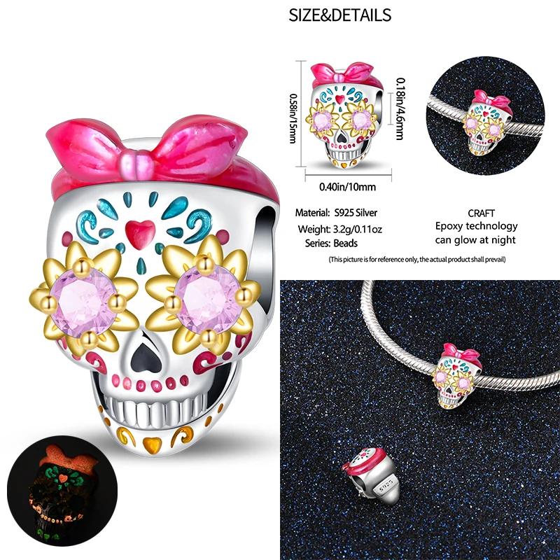 New Coppering Halloween Witch Skeleton Bat Charm Chain Beaded Fit Original Bracelet Diy Ladies Jewelry