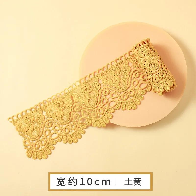 Colorful Hollow Out Floral Embroidered Lace Ribbon DIY Apparel Sewing Fabric 10cm Wide Handmade Crafts Water Soluble Lace Tape