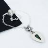 Natural Malachite Gemstone Handmade 925 Sterling Silver Electroform Flower Necklace, Malachite Silver For Wife Unisex Pendant Esater Gifts