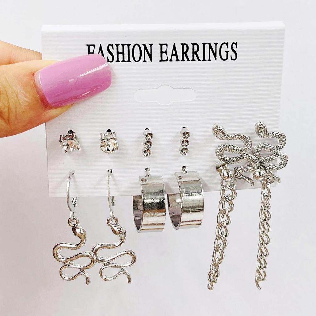 Gold-Pearl Punk Hoop Earrings Set for Women