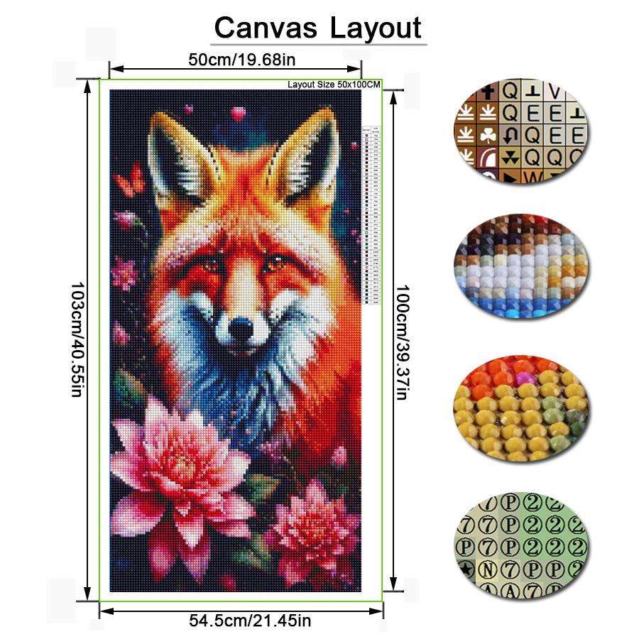 Fox Flower Large Size Diamond Painting New Collection Animals Diy Full Drill Rhinestone Embroidery Mosaic Cross Stitch Kits